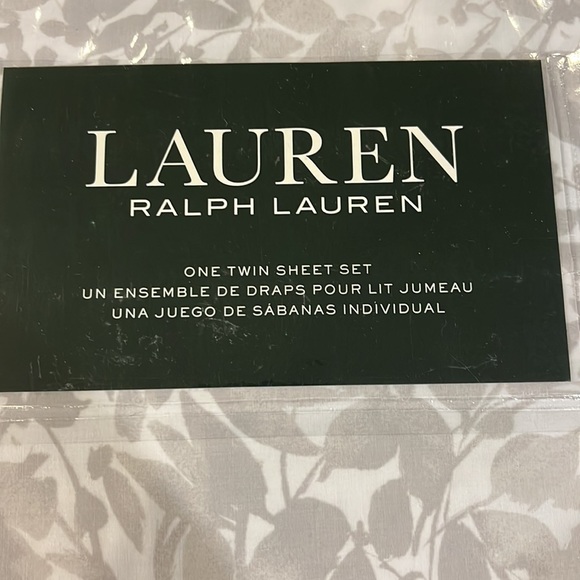 Ralph Lauren Twin Bed Floral Sheet Set Flat Fitted Pillowcase new grey white - Picture 3 of 7